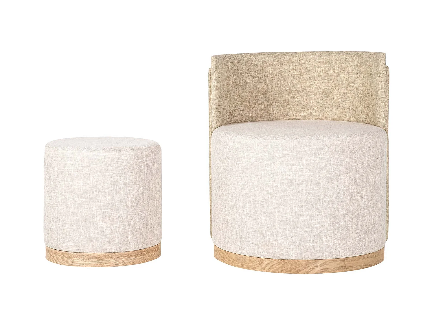 Set Butaca Y Puff Poliester 61x61x70 40x40x40 Cm