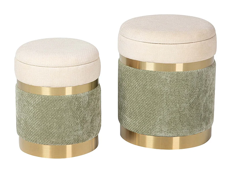 Set 2 Puffs Velvet 36x36x44 31x31x38 Cm