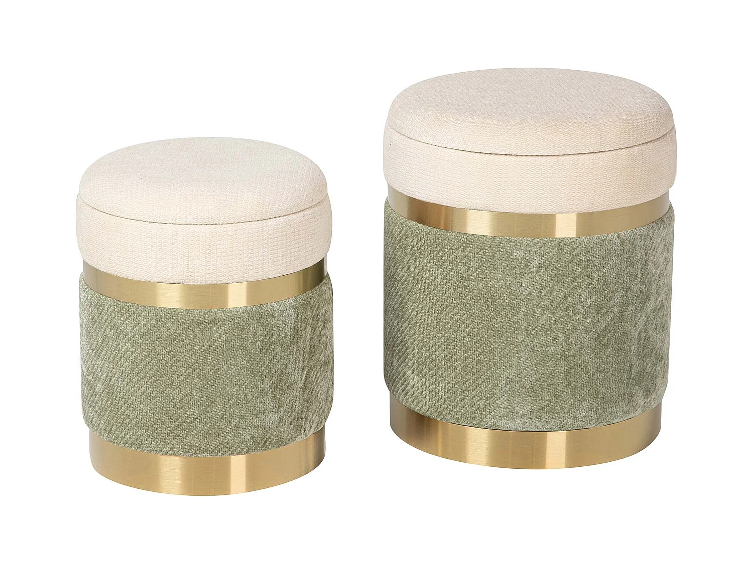 Set 2 Puffs Velvet 36x36x44 31x31x38 Cm