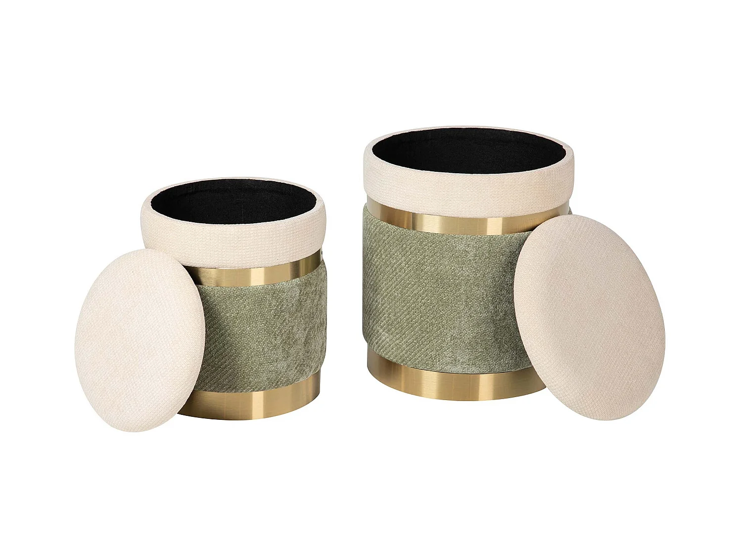 Set 2 Puffs Velvet 36x36x44 31x31x38 Cm