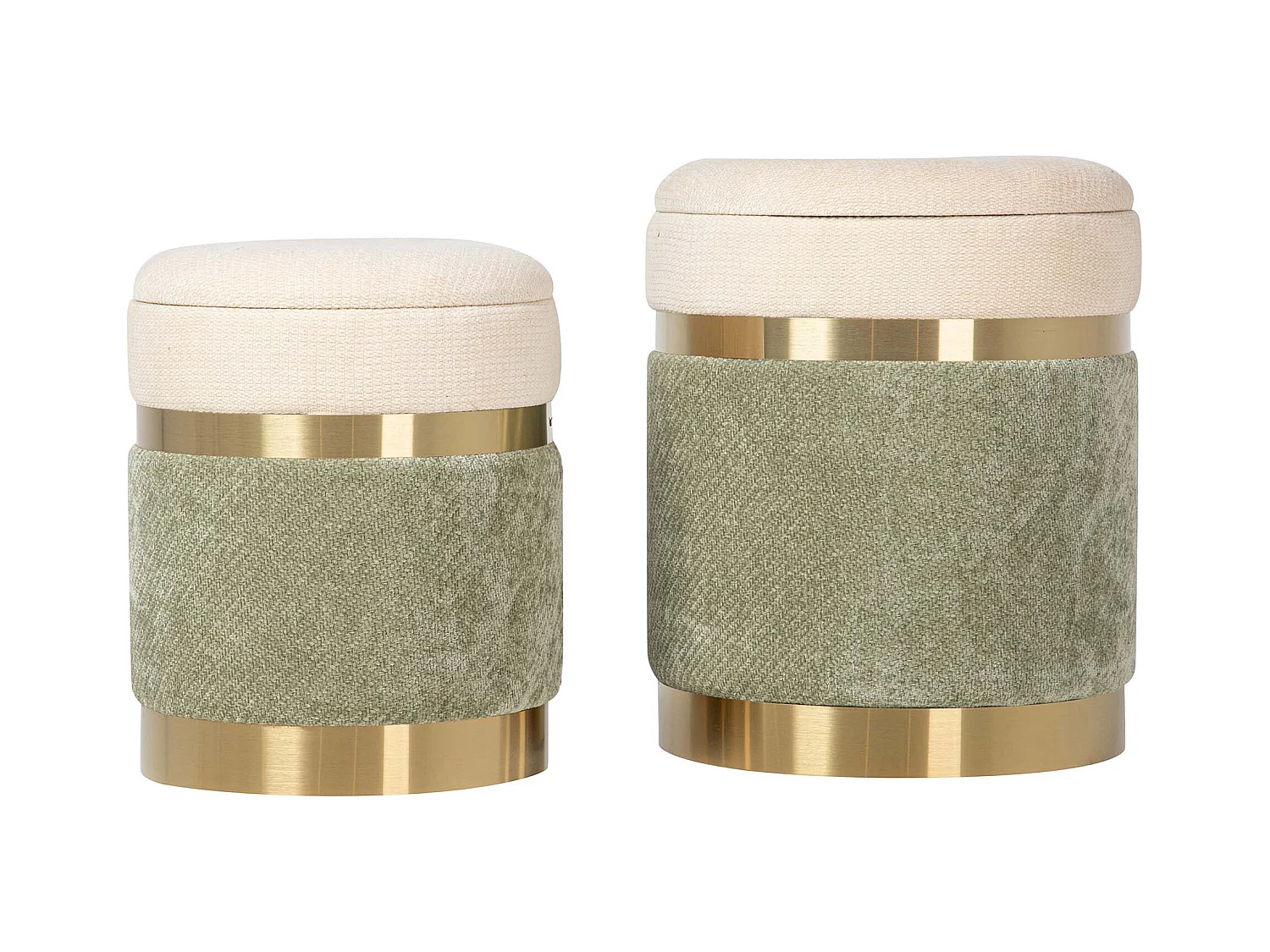 Set 2 Puffs Velvet 36x36x44 31x31x38 Cm