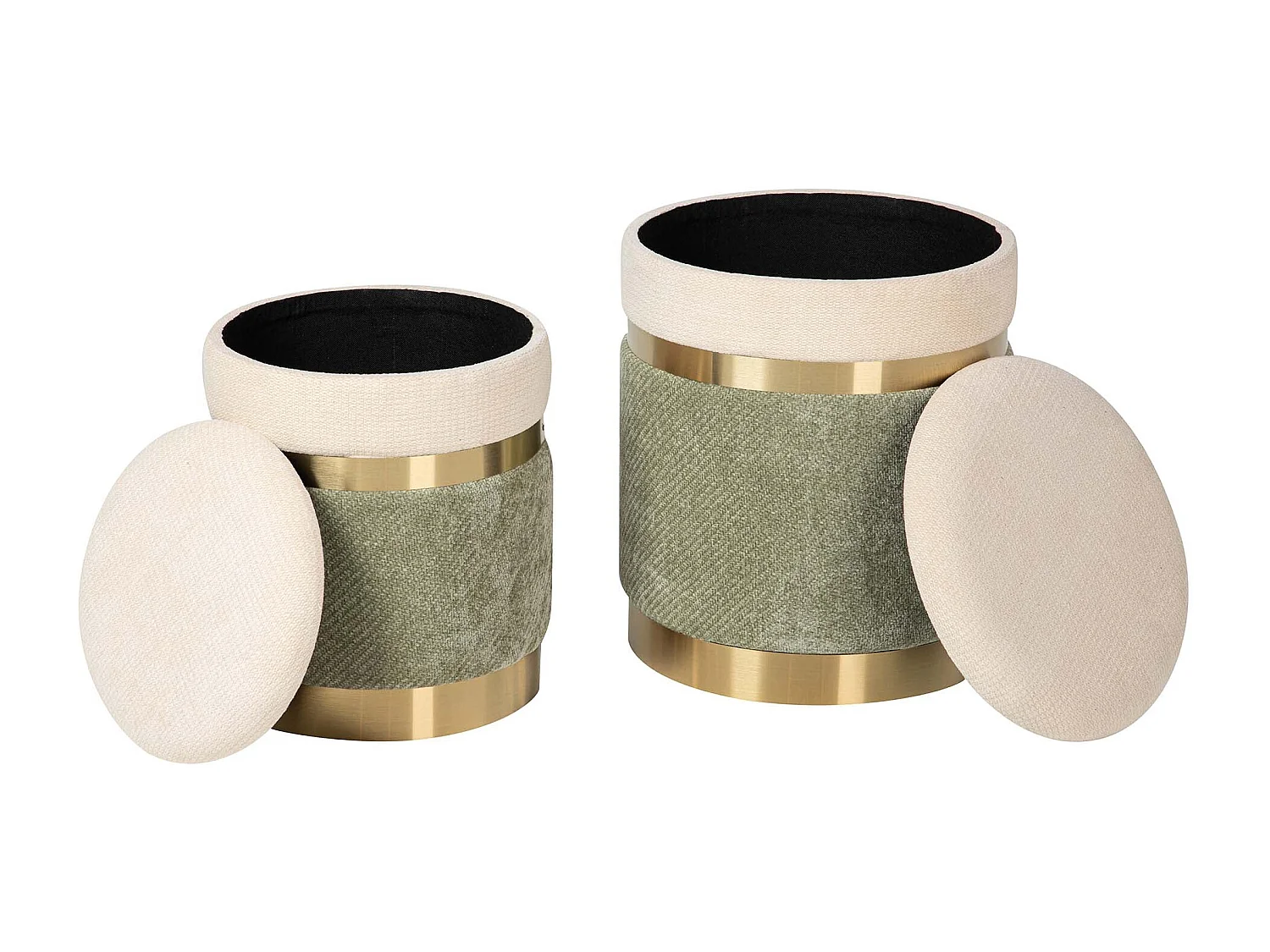 Set 2 Puffs Velvet 36x36x44 31x31x38 Cm