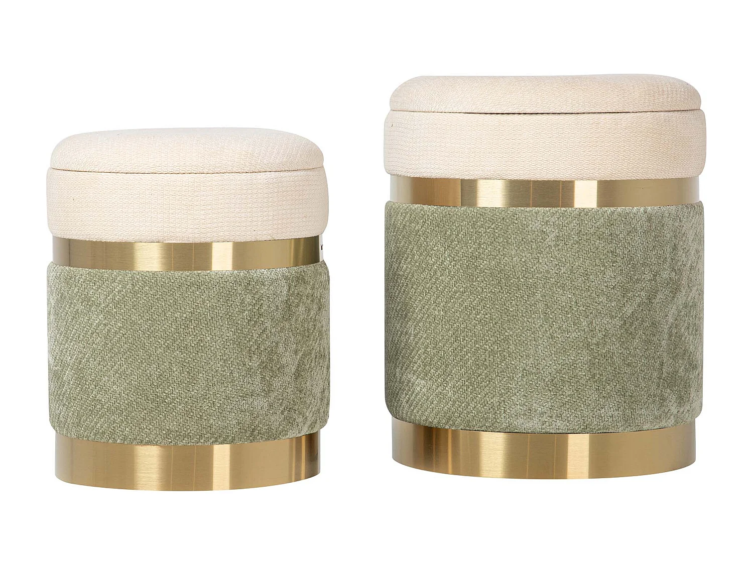 Set 2 Puffs Velvet 36x36x44 31x31x38 Cm