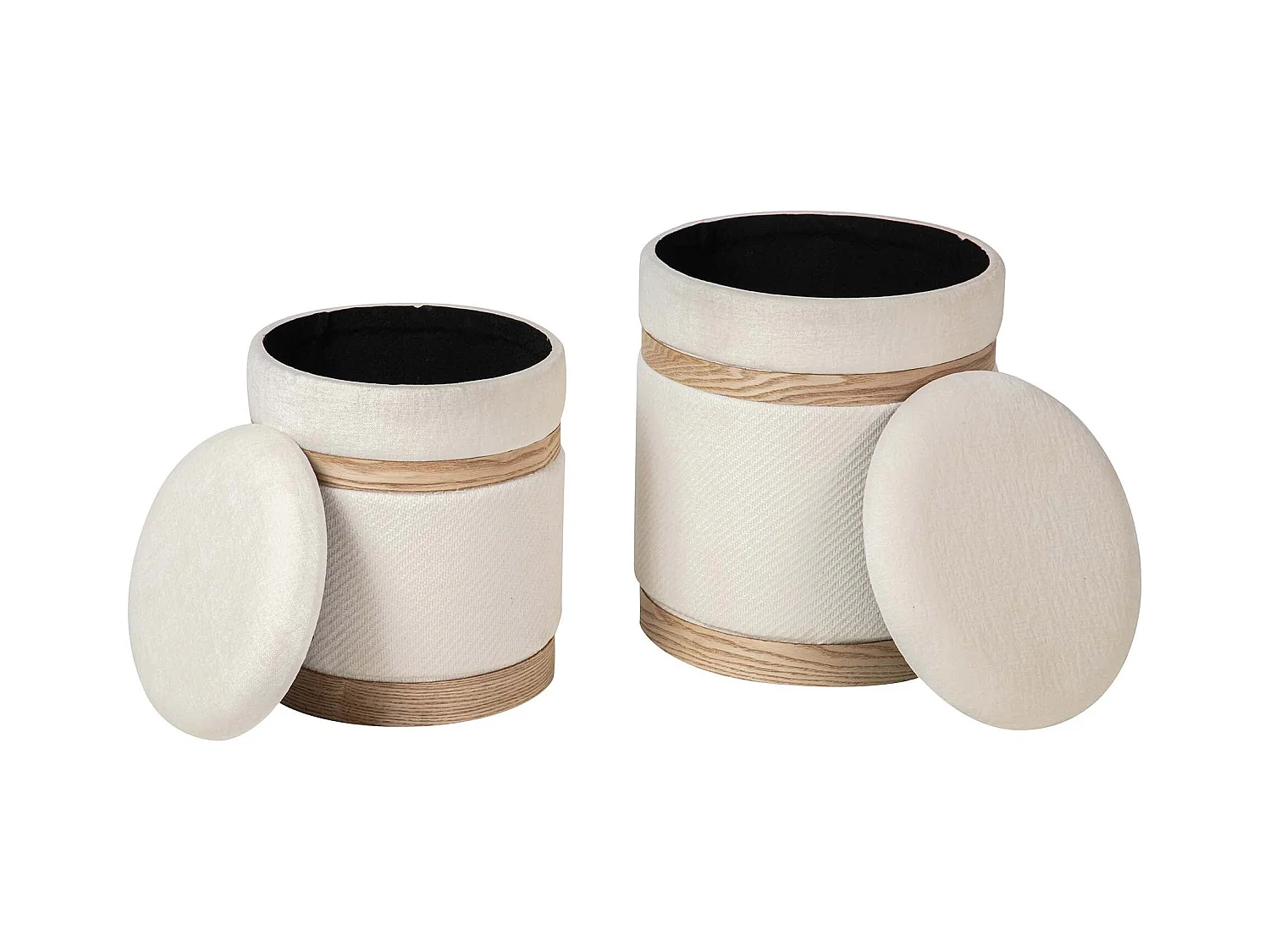 Set 2 Puffs Poliester 36x36x44 31x31x38 Cm