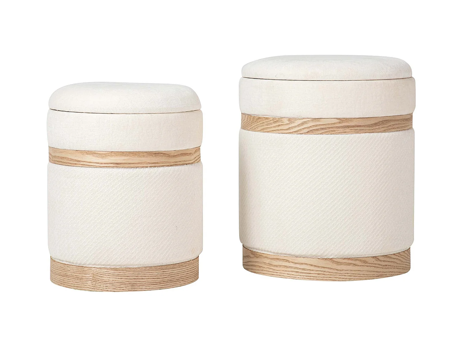 Set 2 Puffs Poliester 36x36x44 31x31x38 Cm