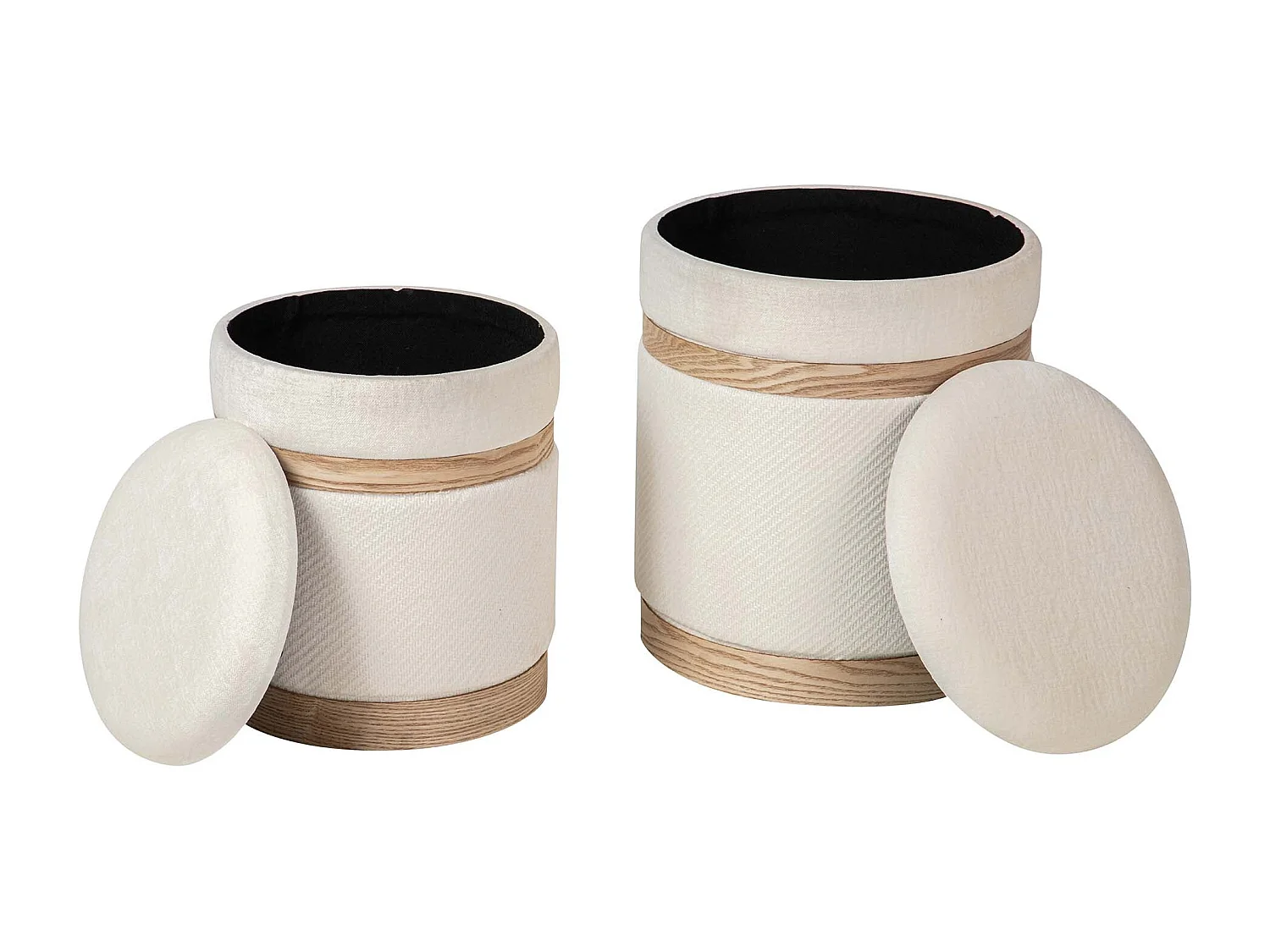 Set 2 Puffs Poliester 36x36x44 31x31x38 Cm