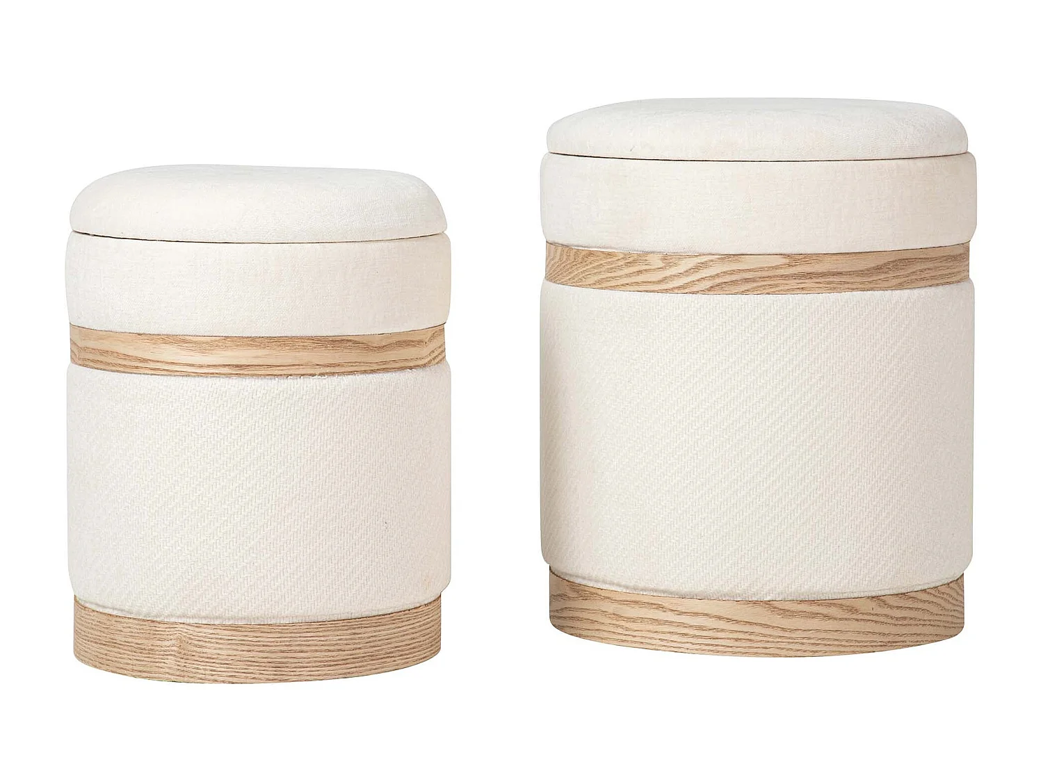 Set 2 Puffs Poliester 36x36x44 31x31x38 Cm