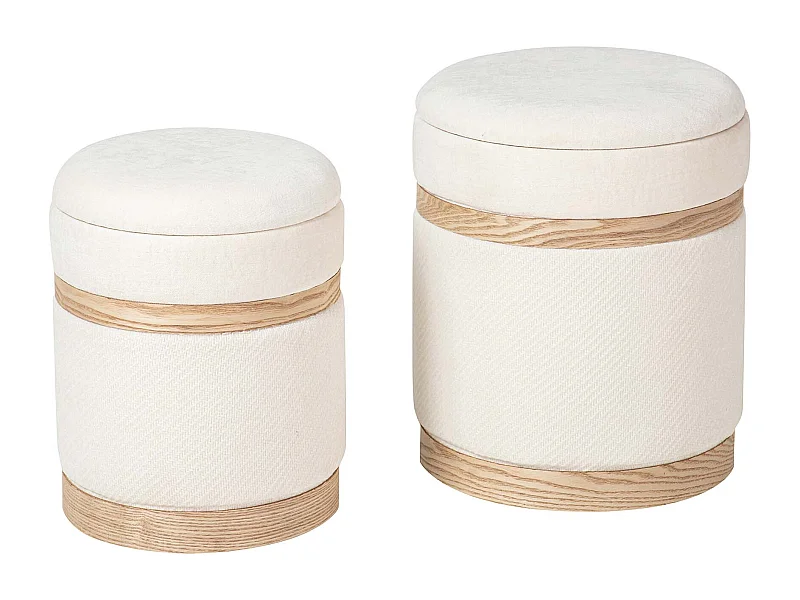 Set 2 Puffs Poliester 36x36x44 31x31x38 Cm