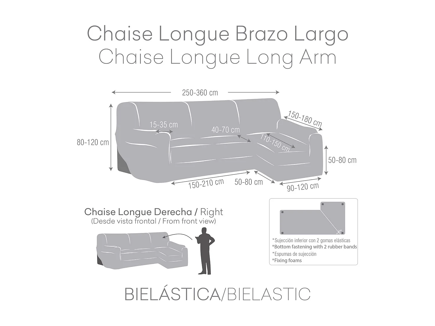 Bankhoes m/0 chaise longue thor rechts (Van voren gezien) c/11