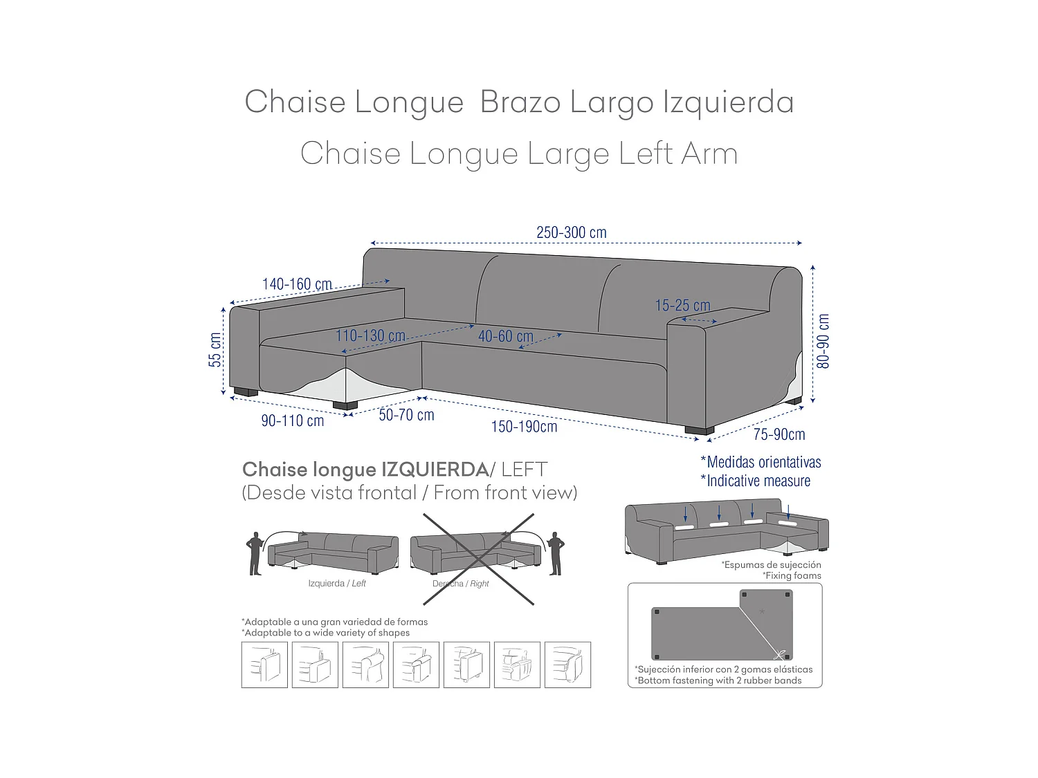 Apolo bankhoes chaise longue lange arm links (vanaf de voorkant gezien) c/03