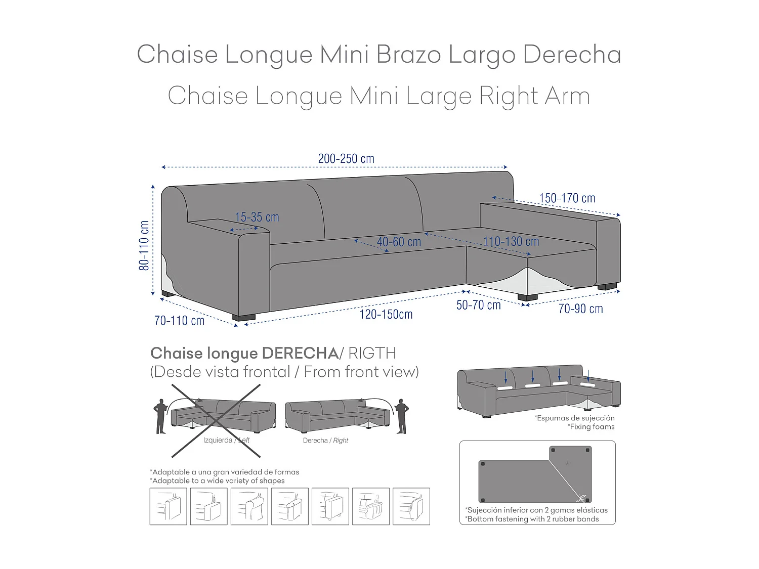Apolo bankhoes chaise longue mini lange arm rechts (vanaf de voorkant gezien) c/09