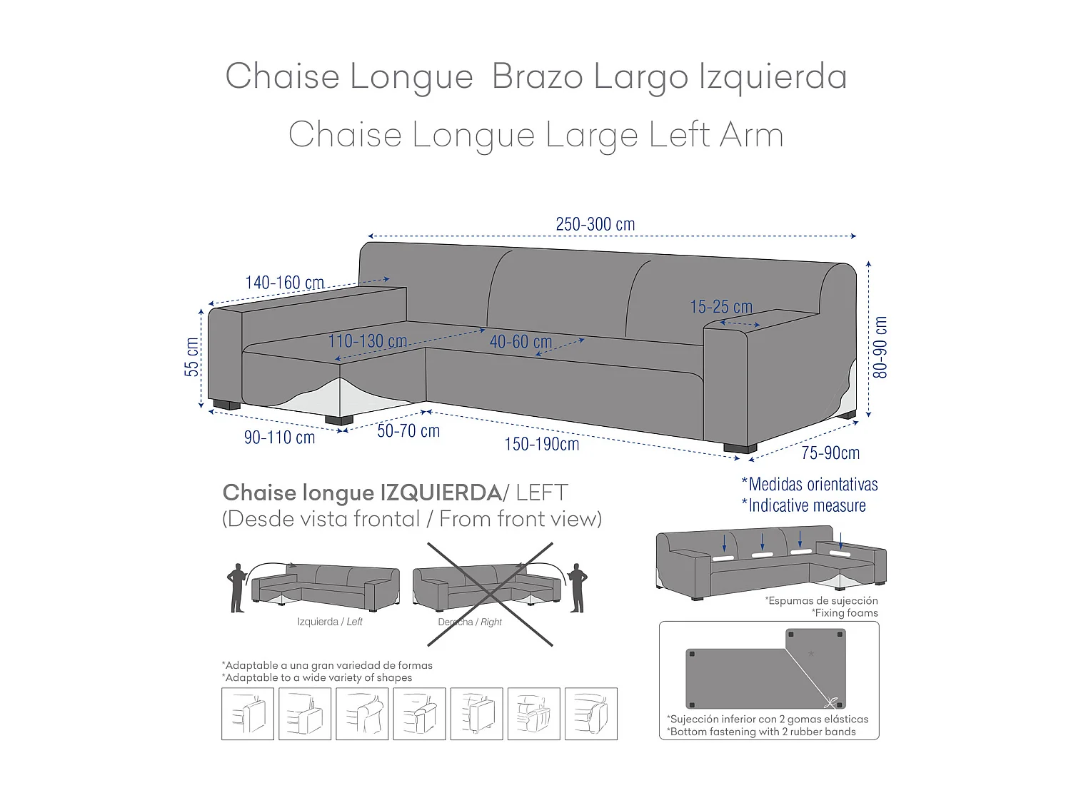 Apolo bankhoes chaise longue lange arm links (vanaf de voorkant gezien) c/00