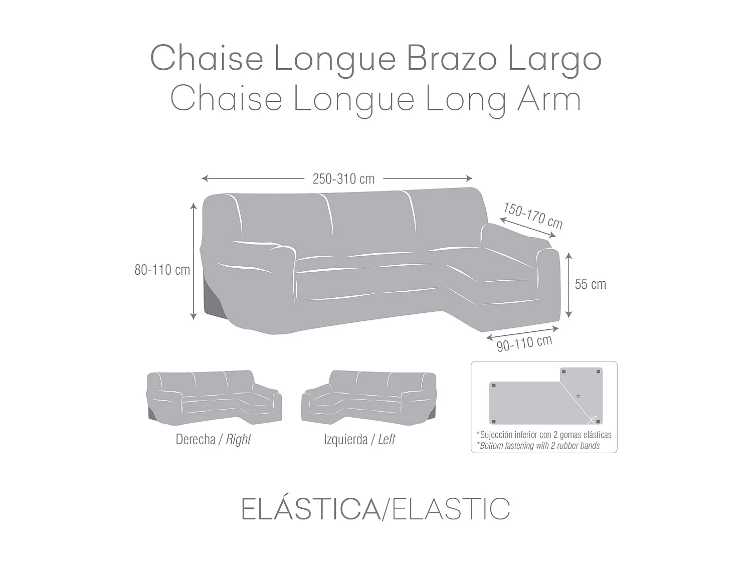 Bankhoezen m/0 chaise longue ulises rechts (Van voren gezien) c/1