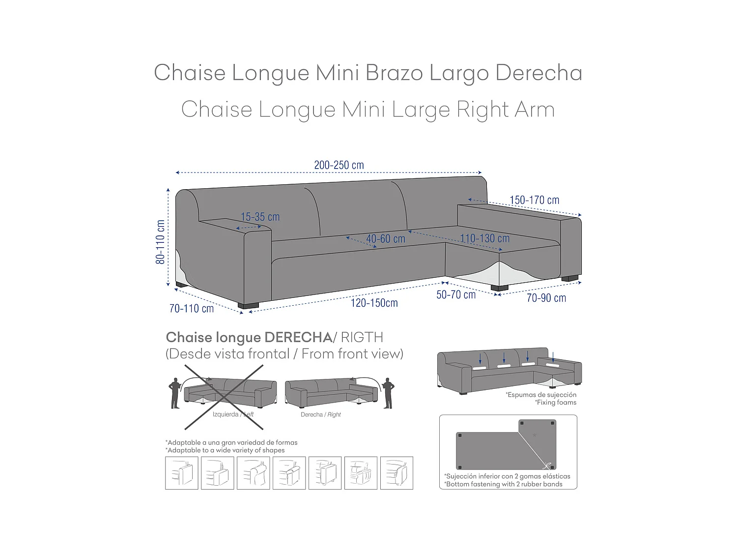 Apolo bankhoes chaise longue mini lange arm rechts (vanaf de voorkant gezien) c/07