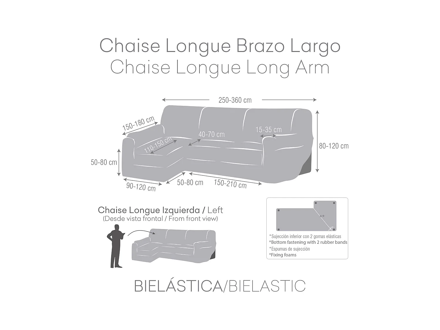 Bankhoes m/0 chaise longue thor links (Van voren gezien) c/06