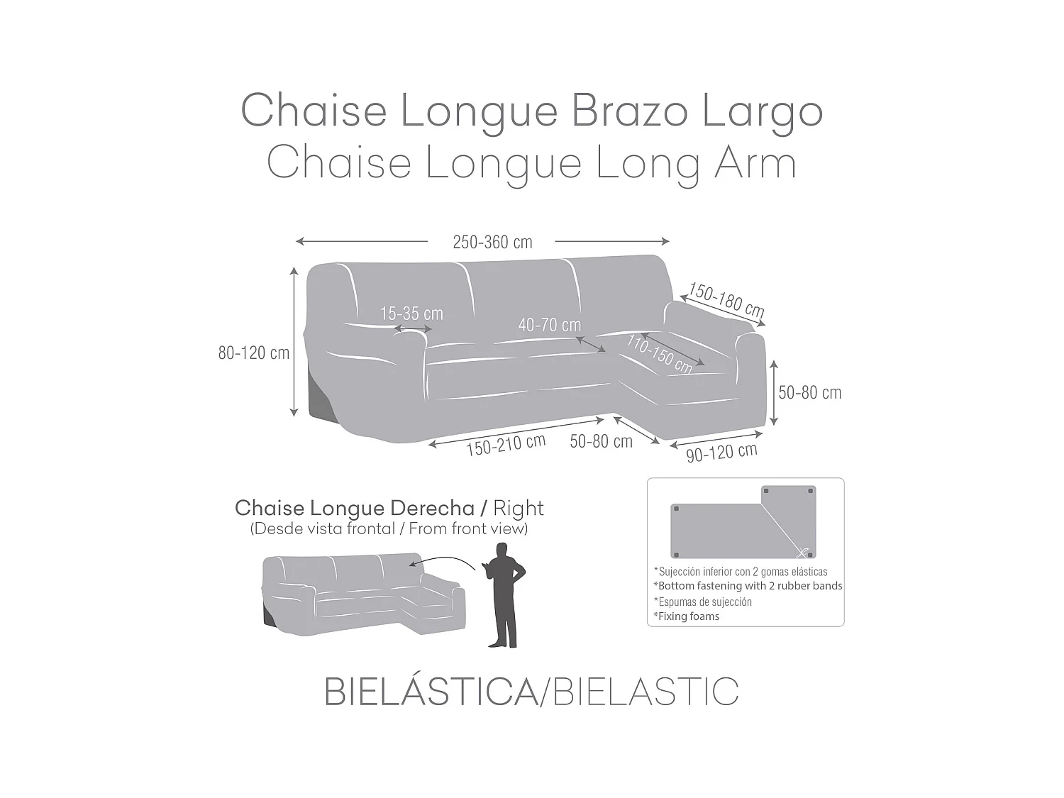 Bankhoes m/0 chaise longue thor rechts (Van voren gezien) c/10