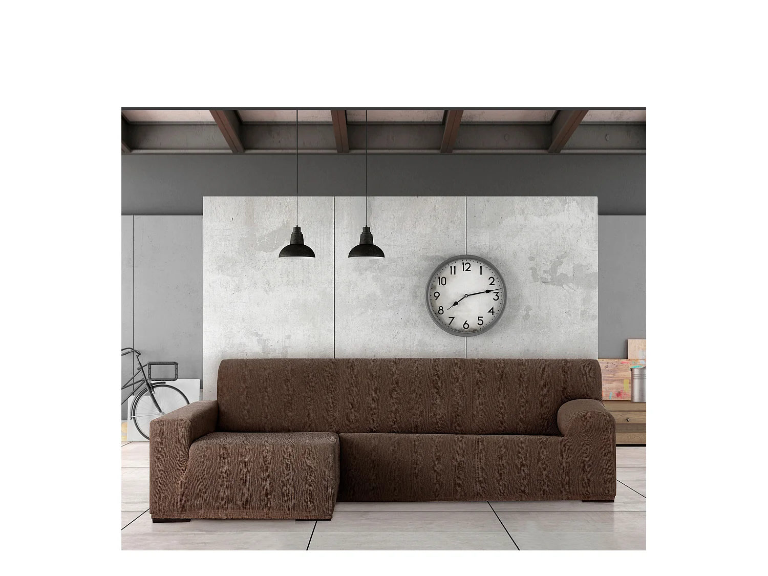 Bankhoezen m/0 chaise longue Troya links (Van voren gezien) c/7