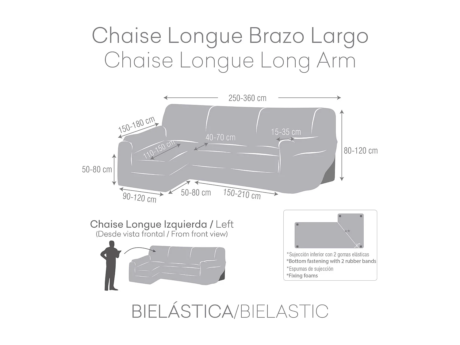 Bankhoes m/0 chaise longue thor links (Van voren gezien) c/01