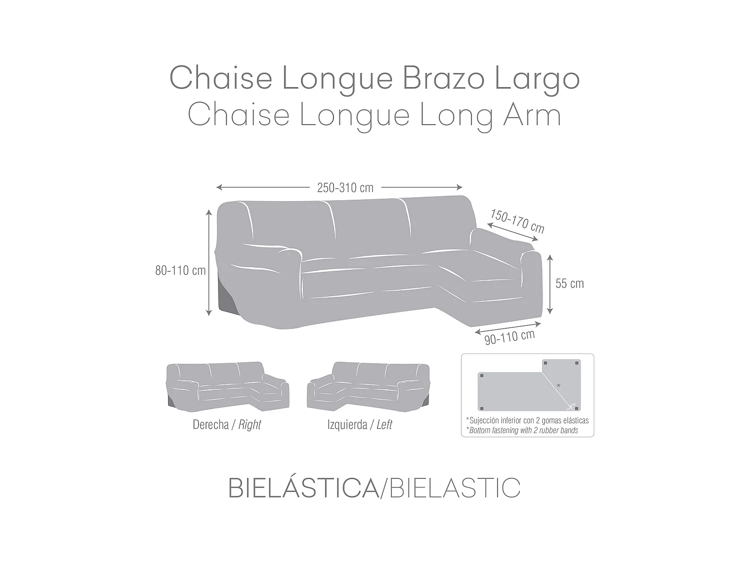 Bankhoezen m/0 chaise longue bronx rechts (vanaf de voorkant gezien) c/1