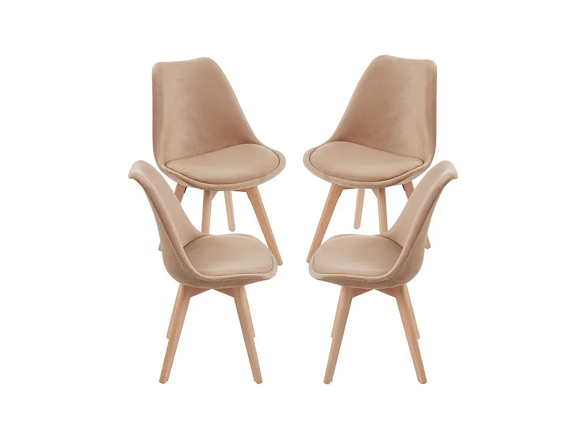 Packs Sillas Comedor - Pack 4 Sillas Synk Terciopelo - Champán