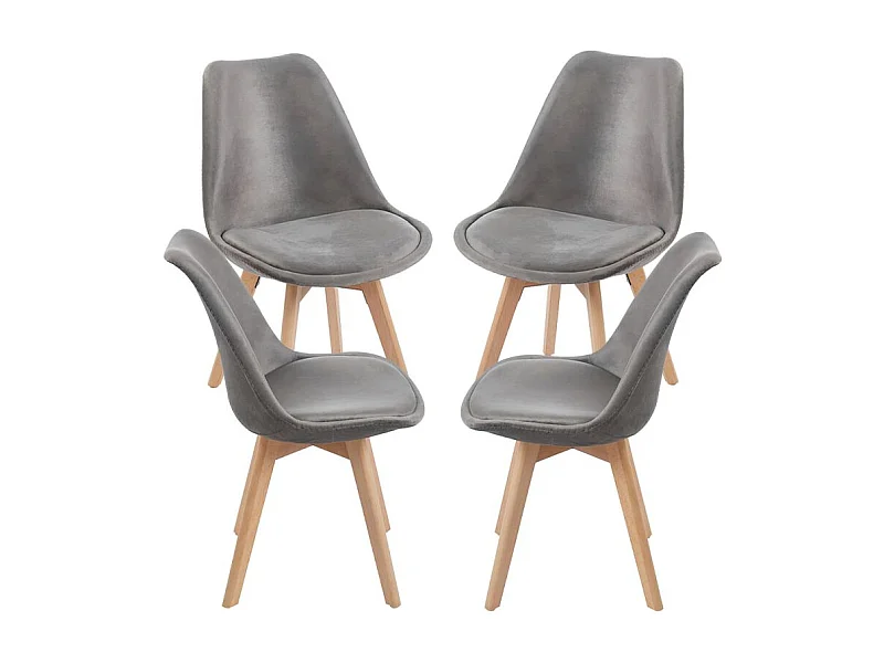 Packs Sillas Comedor - Pack 4 Sillas Synk Terciopelo - Gris oscuro