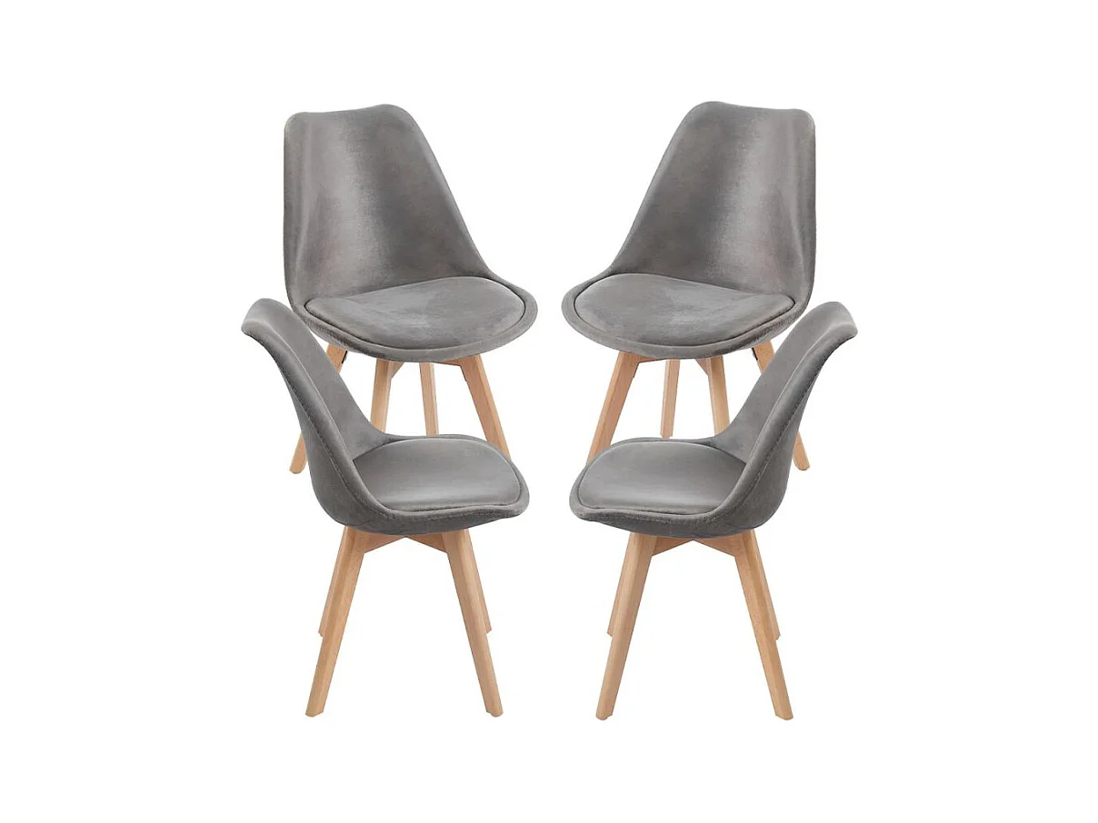 Packs Sillas Comedor - Pack 4 Sillas Synk Terciopelo - Gris oscuro