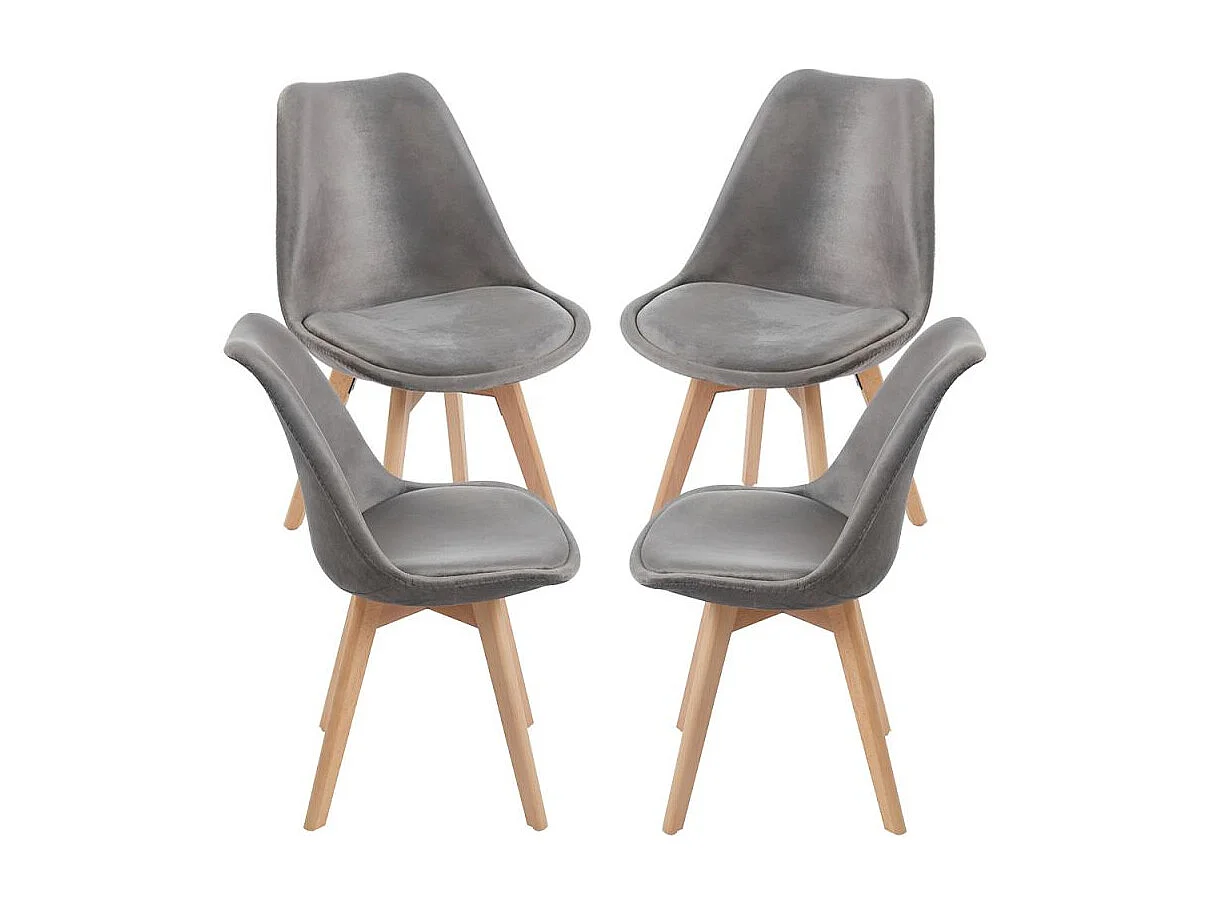 Packs Sillas Comedor - Pack 4 Sillas Synk Terciopelo - Gris oscuro