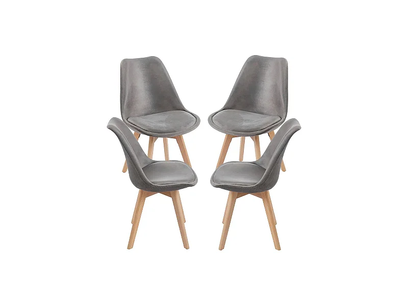 Packs Sillas Comedor - Pack 4 Sillas Synk Terciopelo - Gris oscuro