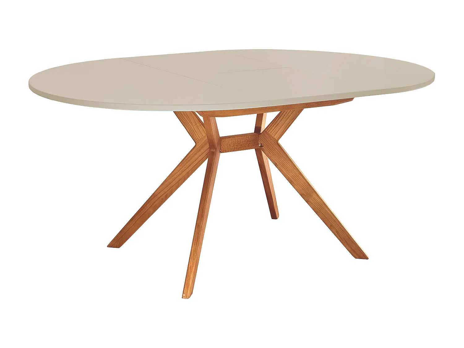 Runder ausziehbarer esstisch 120cm Biju Braun Beige Eichenbeinen