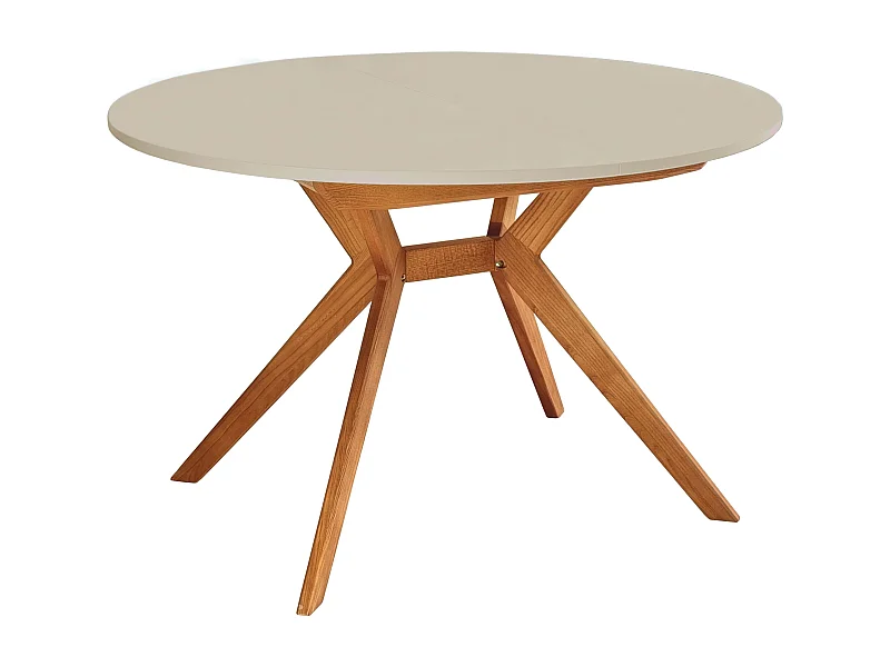 Table à manger ronde extensible 120cm Biju Beige Brun Chêne