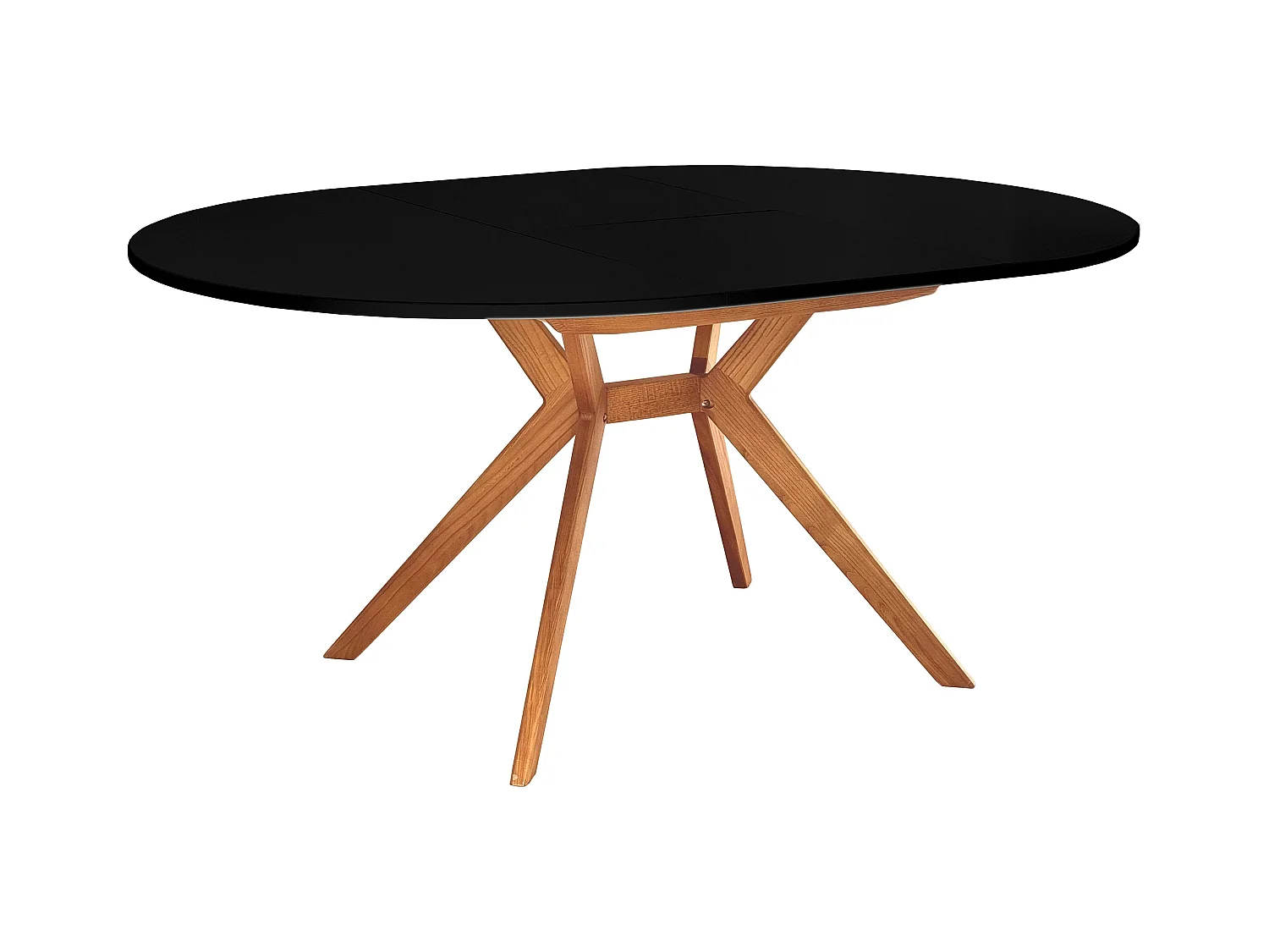 Mesa de jantar redonda extensível 110cm Biju Preto com pernas de carvalho