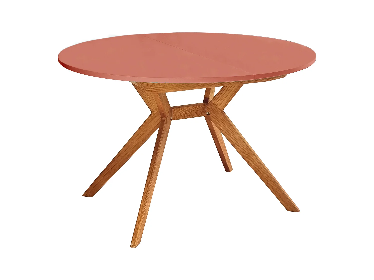 Ronde uitschuifbare eettafel 110cm Biju Antiekroze met eiken poten