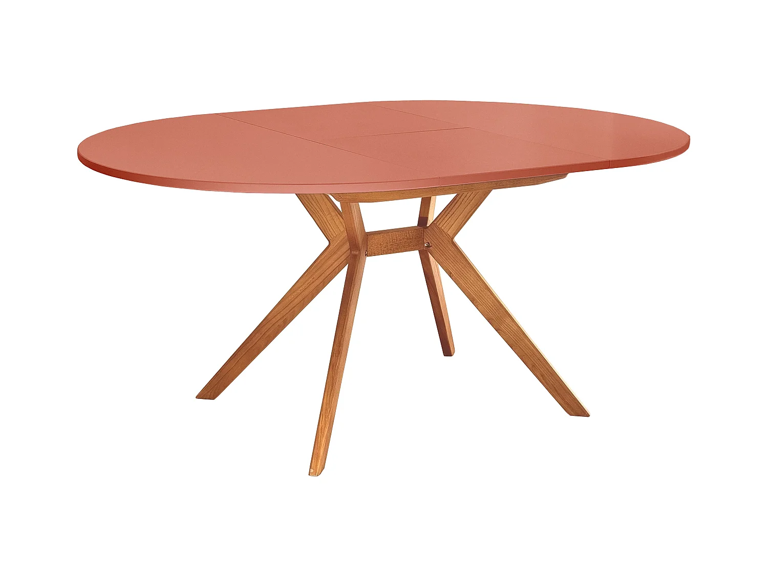 Ronde uitschuifbare eettafel 110cm Biju Antiekroze met eiken poten