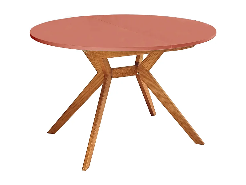 Table à manger ronde extensible 110cm Biju Vieux Rose Chêne