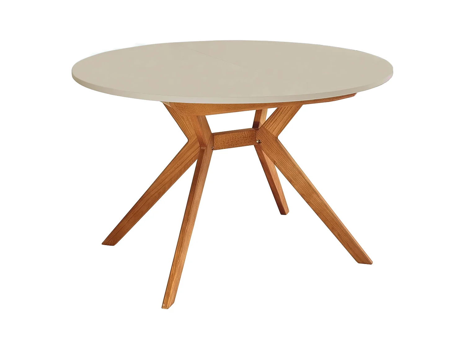 Runder ausziehbarer esstisch 110cm Biju Braun Beige Eichenbeinen