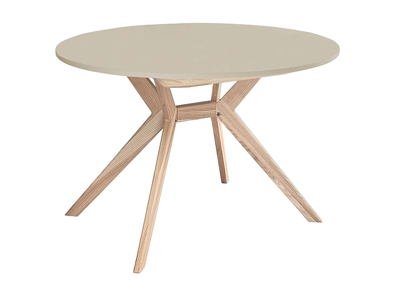 Mesa de jantar redonda extensível 120cm Biju Castanho Bege