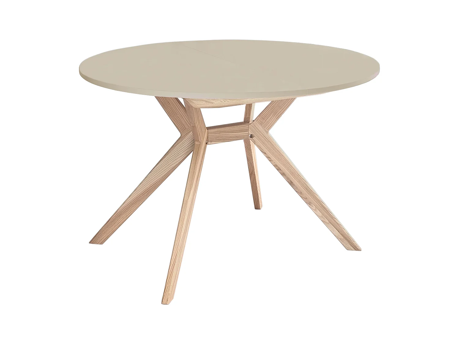 Table à manger ronde extensible 120cm Biju Beige Brun
