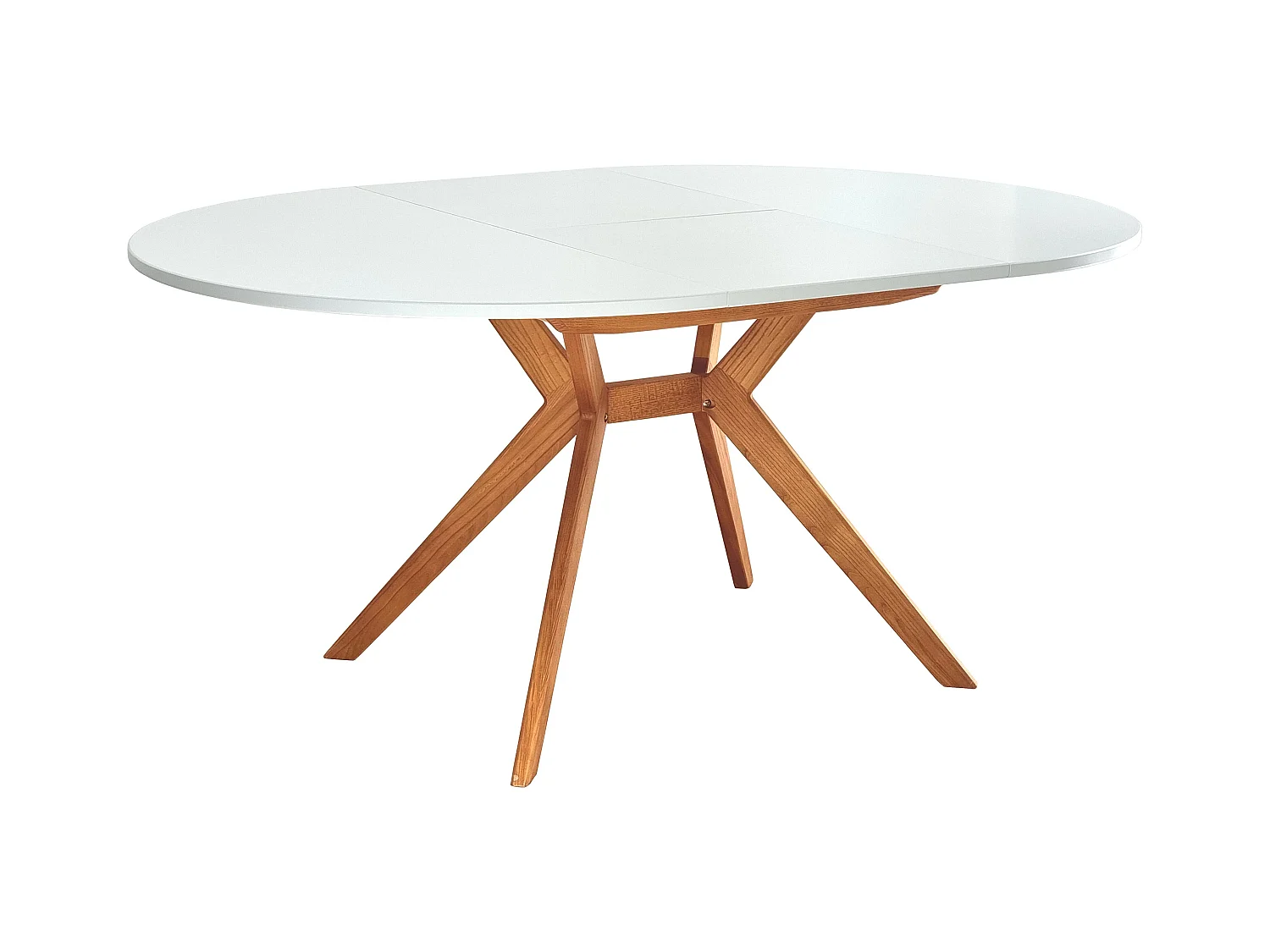 Table à manger ronde extensible 120cm Biju Blanc Chêne