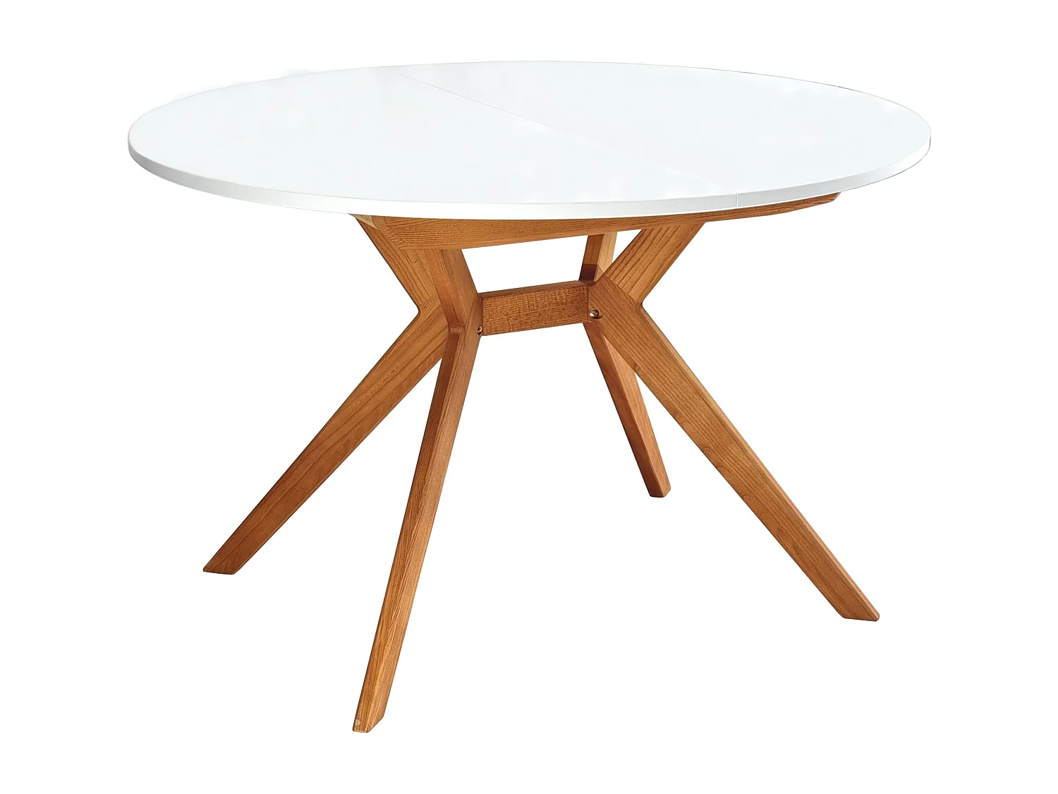 Table à manger ronde extensible 120cm Biju Blanc Chêne
