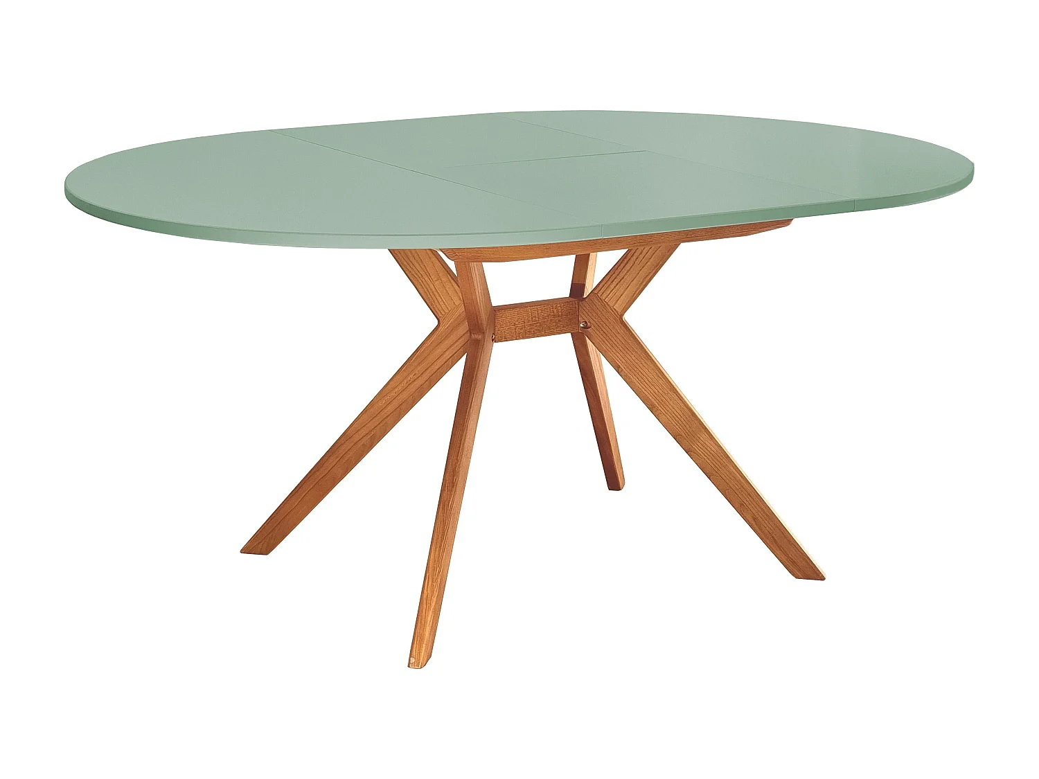 Table à manger ronde extensible 120cm Biju Vert Sauge Chêne