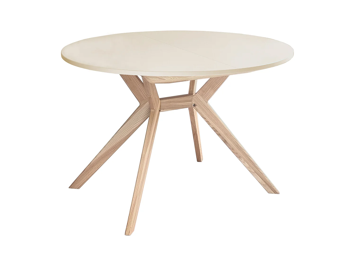 Table à manger ronde extensible 110cm Biju Blanc Craie