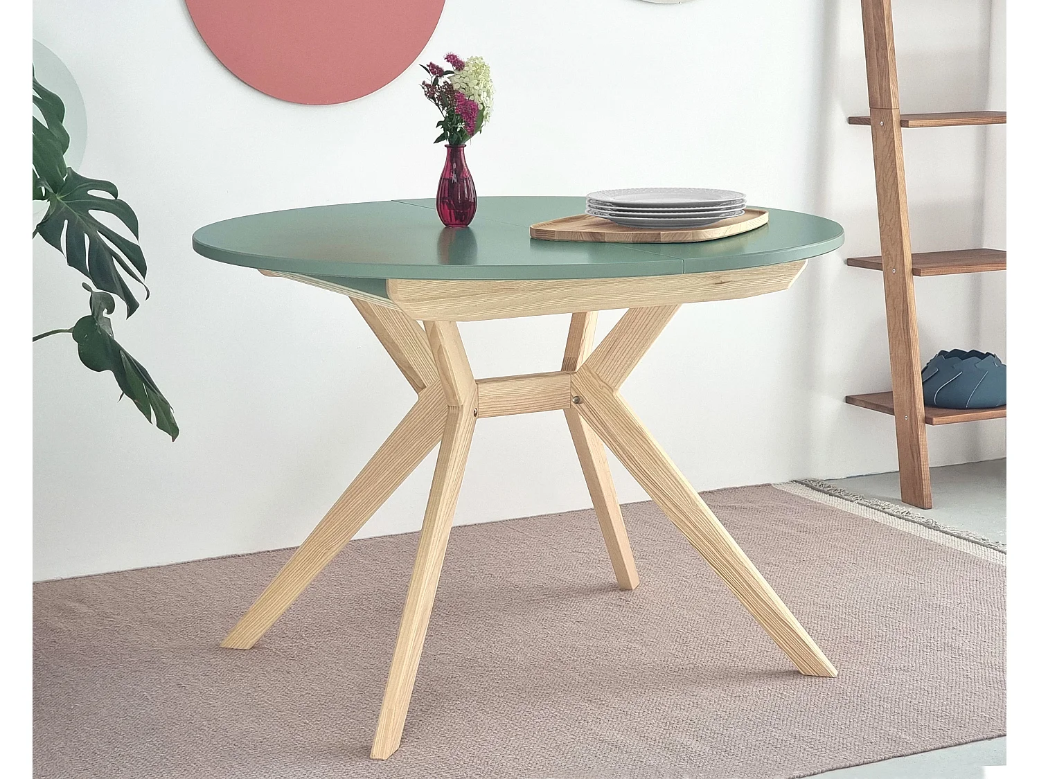 Table à manger ronde extensible 110cm Biju Noir