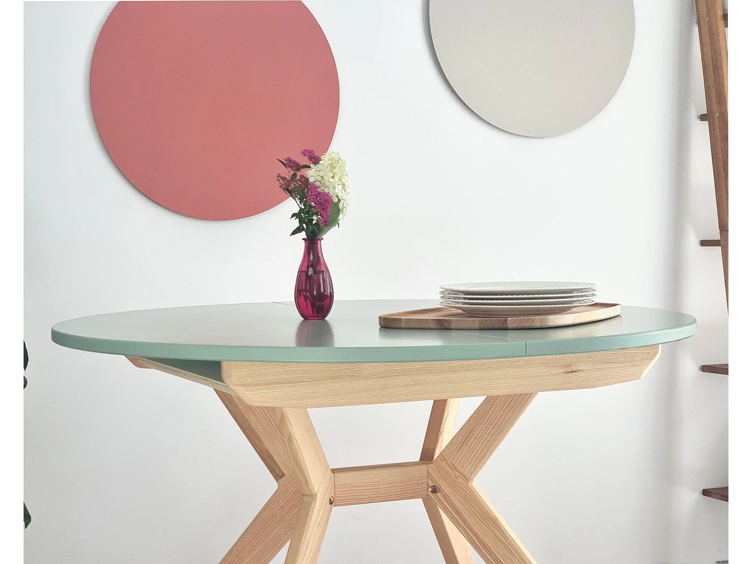 Table à manger ronde extensible 110cm Biju Noir