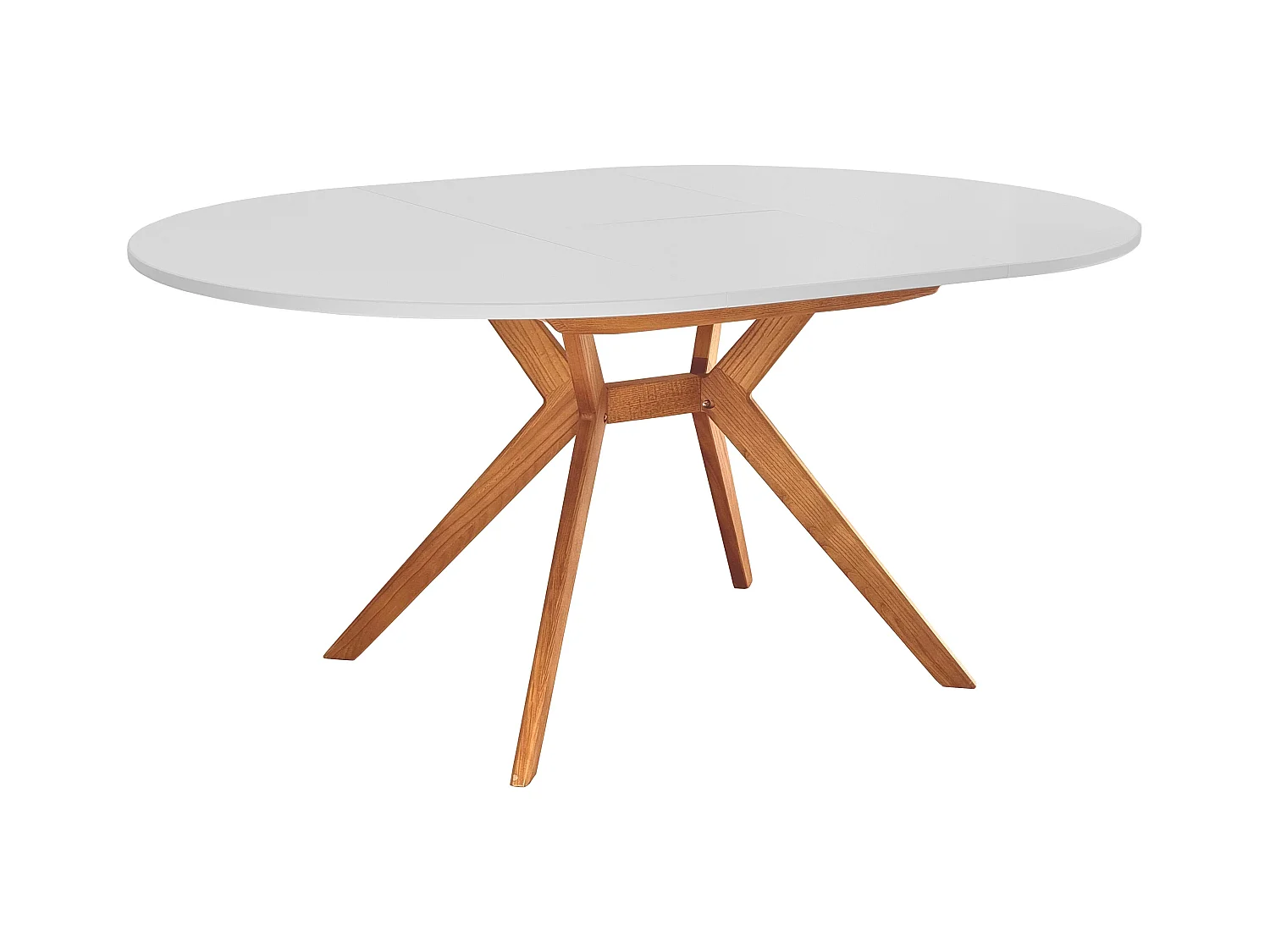 Mesa de jantar redonda extensível 110cm Biju Cinza Pérola com pernas de carvalho