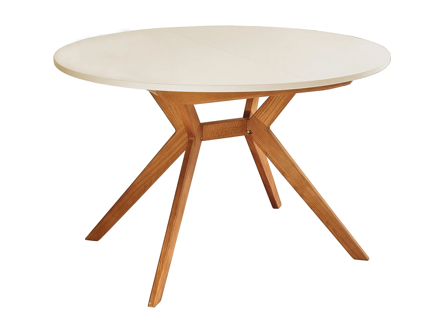 Table à manger ronde extensible 110cm Biju Blanc Craie Chêne