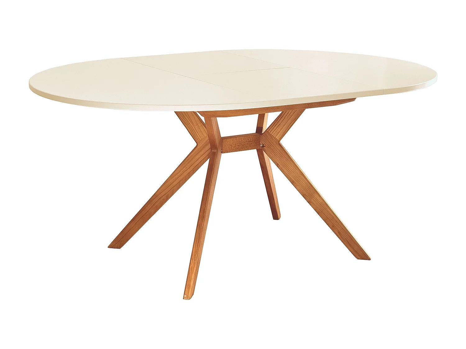 Table à manger ronde extensible 110cm Biju Blanc Craie Chêne