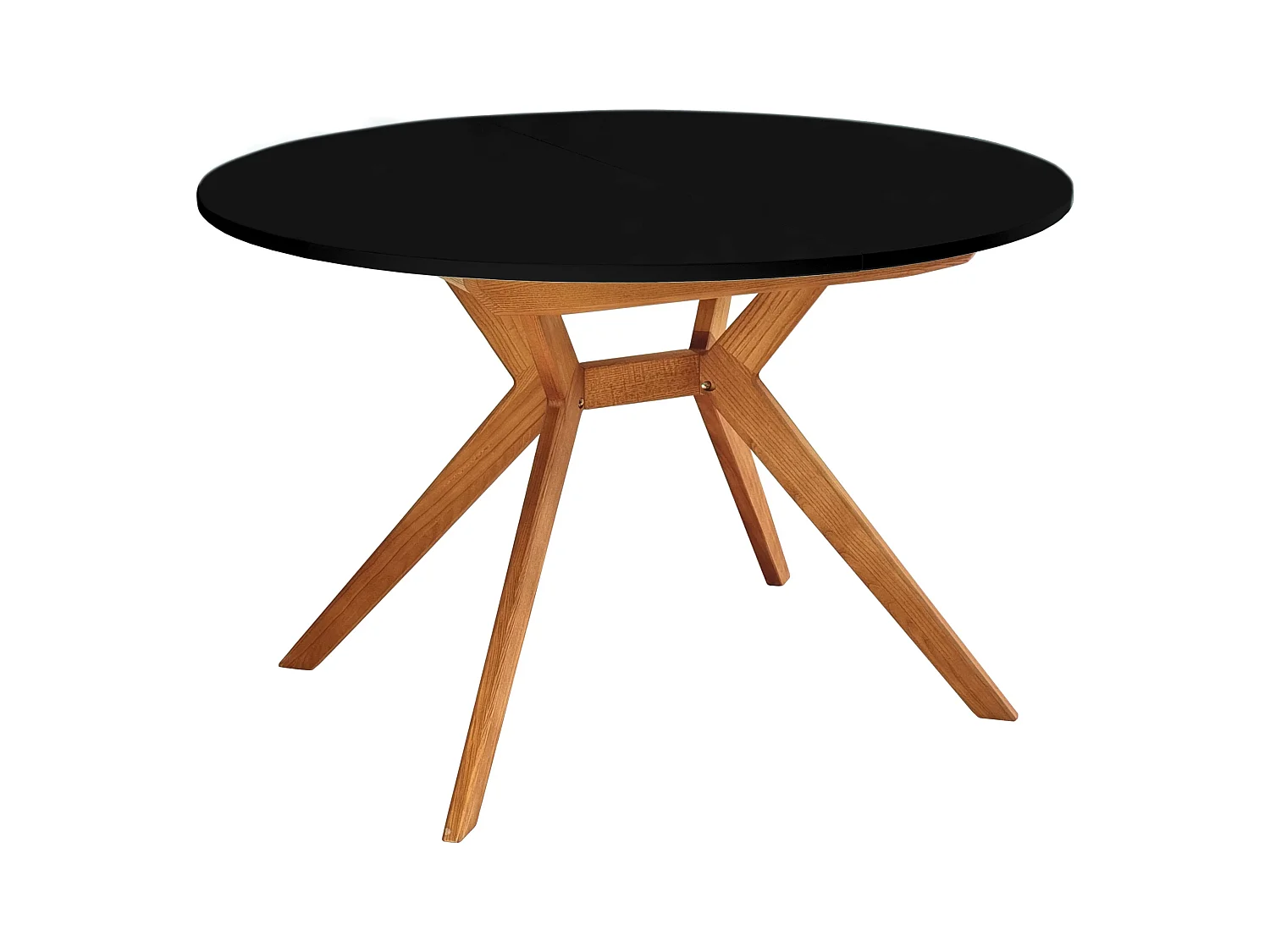 Mesa de jantar redonda extensível 120cm Biju Preto com pernas de carvalho