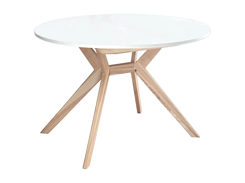 Mesa de jantar redonda extensível 110cm Biju Branca