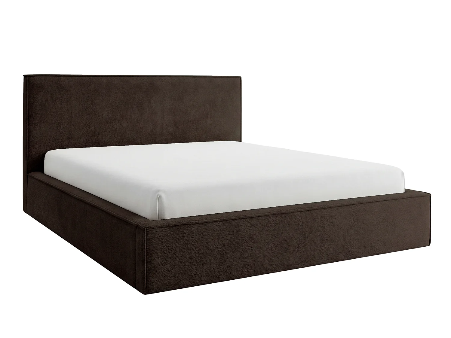 BESILIO Lit tapissé pour chambre à coucher 120x200 Zanzi - cadre métallique, coffre de rangement, bordure décorative, tissu chenille - Marron