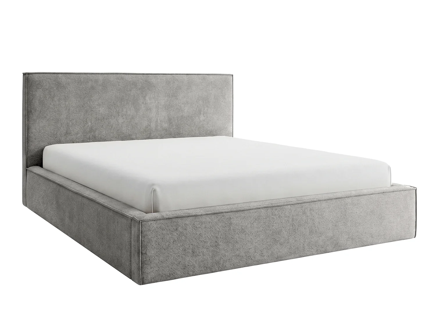 BESILIO Lit tapissé pour chambre à coucher 160x200 Zanzi - cadre métallique, coffre de rangement, bordure décorative, tissu chenille - Gris